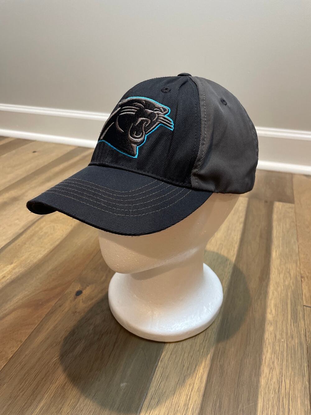 NFL Team Apparel Panthers Hat One Size Black Gray Adjustable Strap